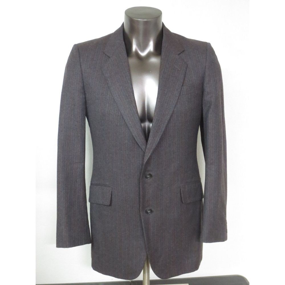 Sasson New York Paris Jacket 2 Button 42L Gray Pin Stripe Wool Lined Coat Men J5
